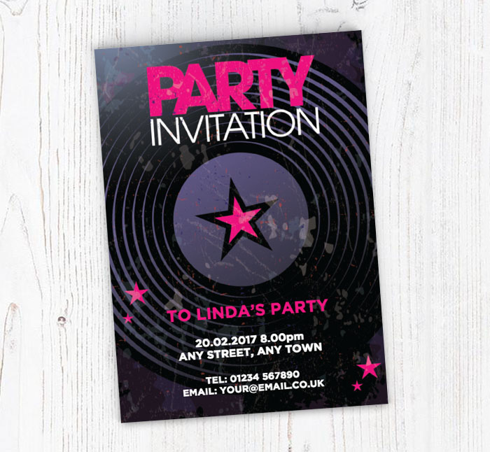 vinyl disco party invitations