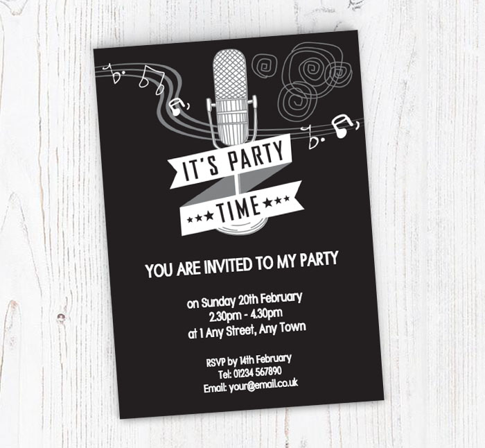 50s microphone invitations