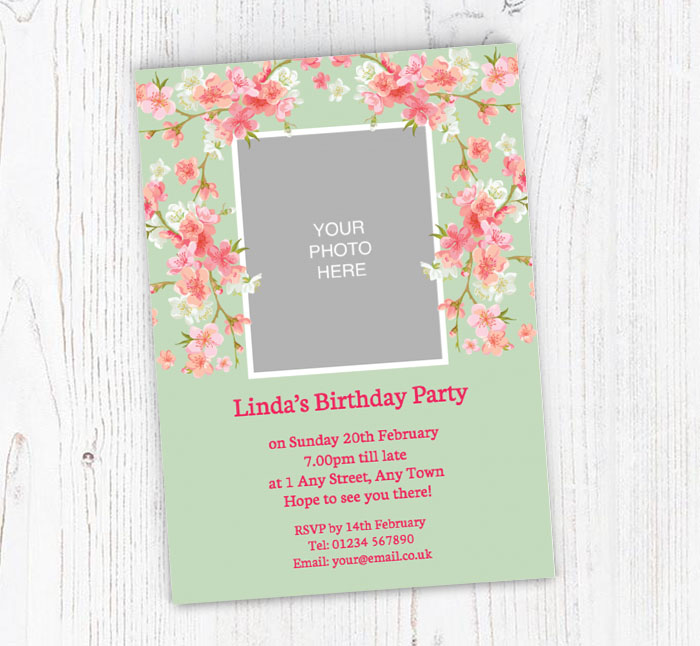 floral frame photo upload invitations