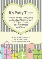 stripes and presents invitations