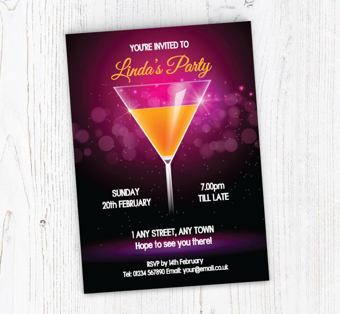 pink and purple cocktail invitations
