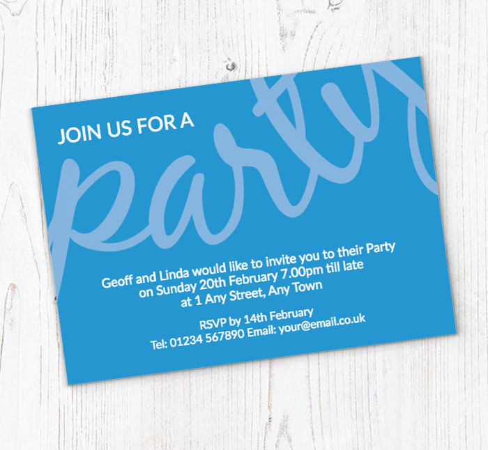 blue party text invitations