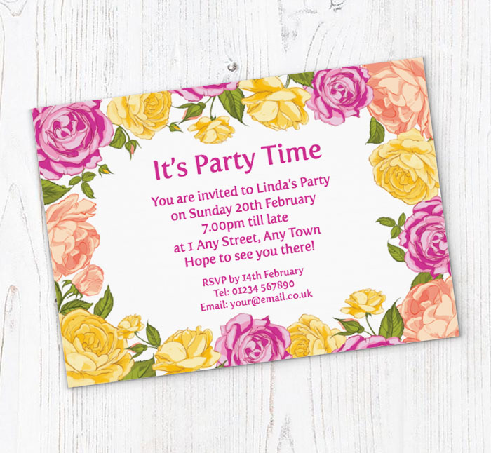 roses border party invitations