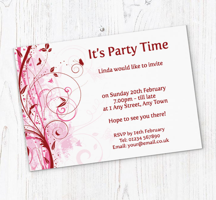 red and pink leaves invitations