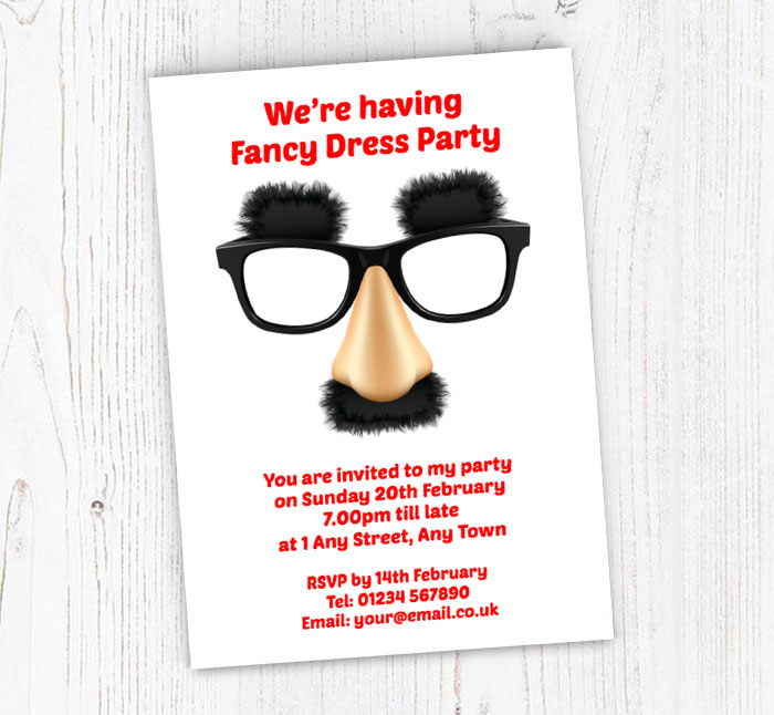 glasses and moustache invitations