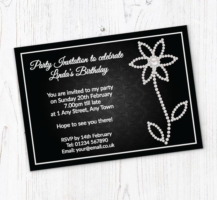 pearl flower party invitations