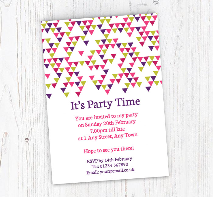 colourful triangles invitations