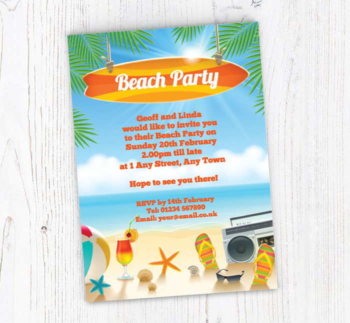 beach party invitations