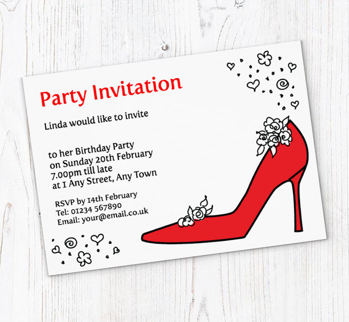 red shoe party invitations