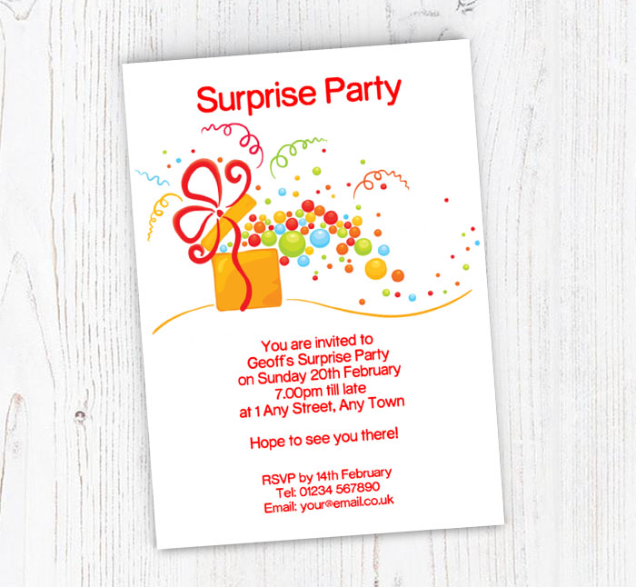 box of surprises invitations