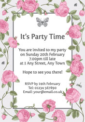 roses and butterfly invitations