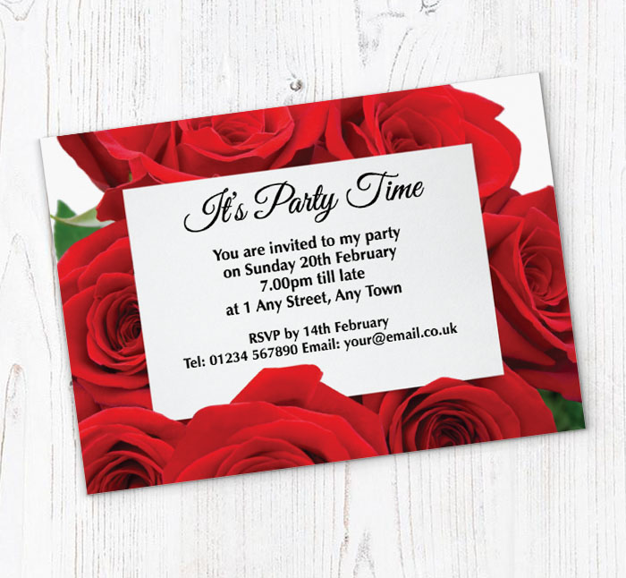 red roses party invitations