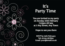dash flowers party invitations