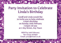 purple sparkles party invitations