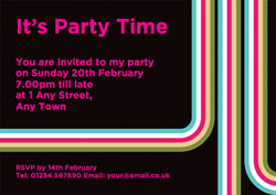 groovy stripes party invitations