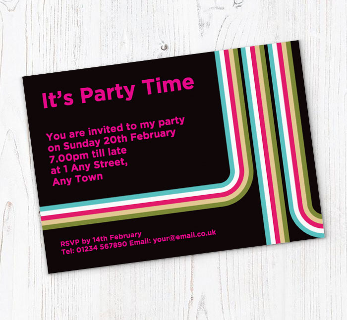 groovy stripes party invitations