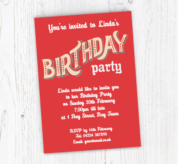 red vintage party invitations