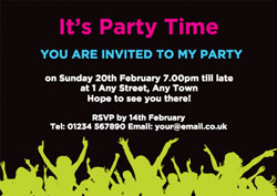 neon party people invitations