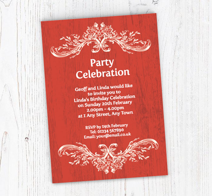 vintage red background invitations