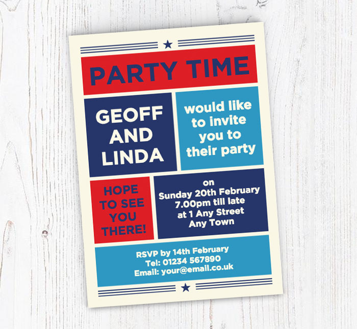 retro blocks party invitations