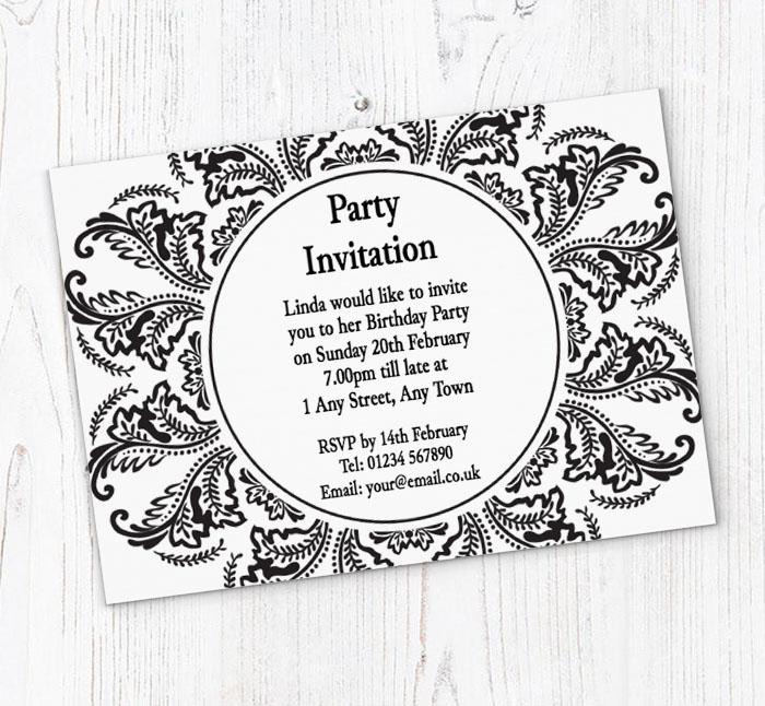 black floral frame invitations