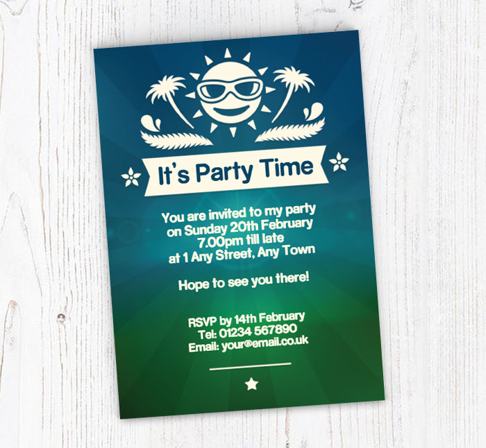 sun beach party invitations