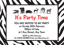 black and white animals invitations