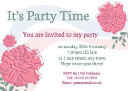 pink flowers party invitations