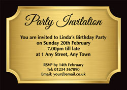 gold plaque party invitations