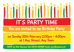 colourful cake party invitations
