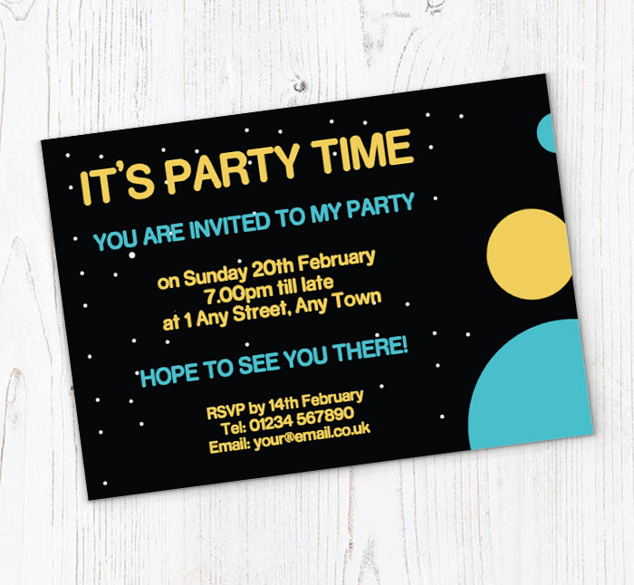 yellow and blue spots invitations