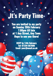 stars and stripes balloons invitations