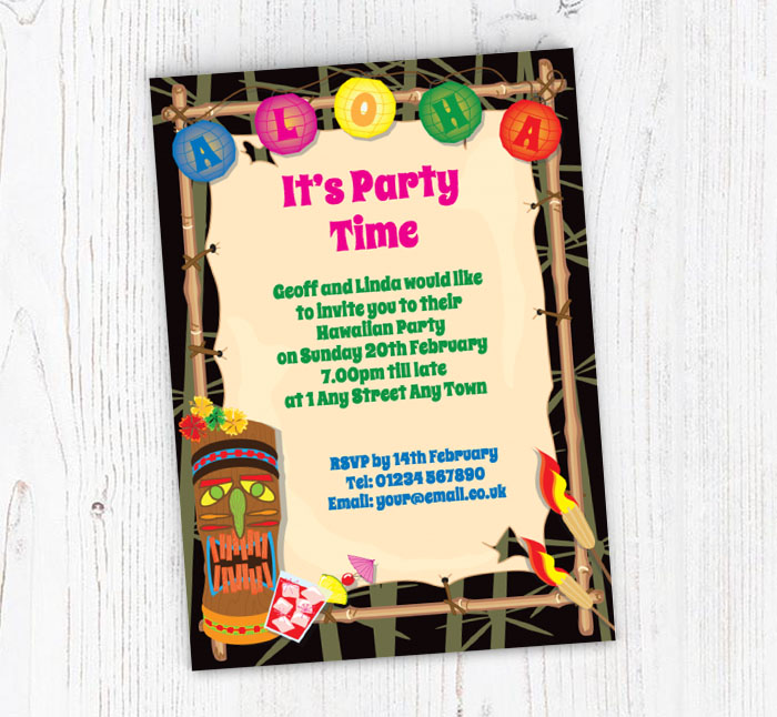 aloha party invitations