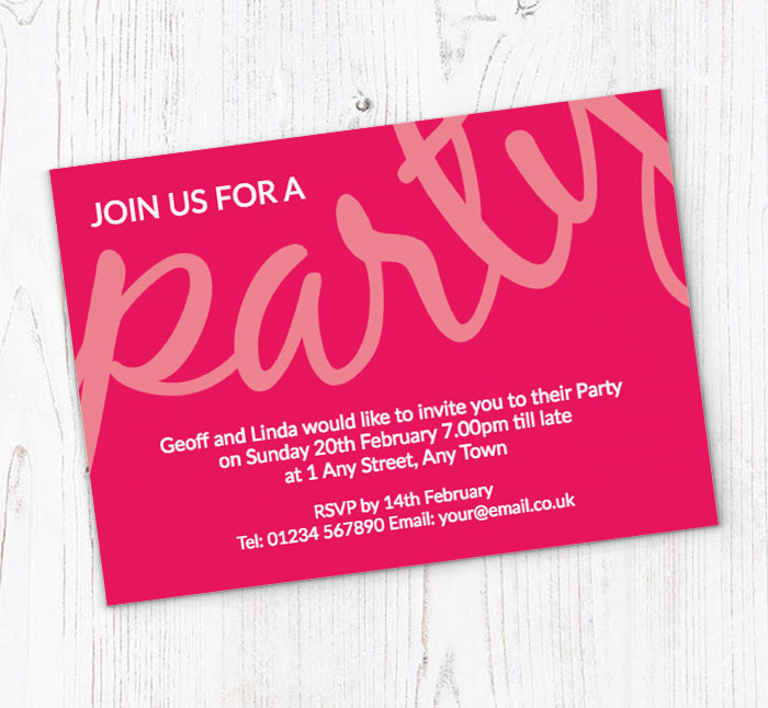 pink party invitations