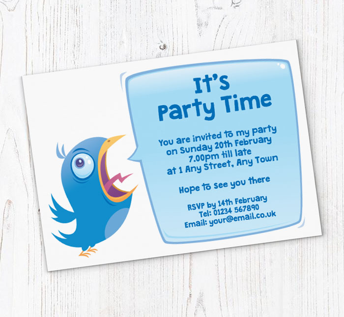 blue bird squawking invitations