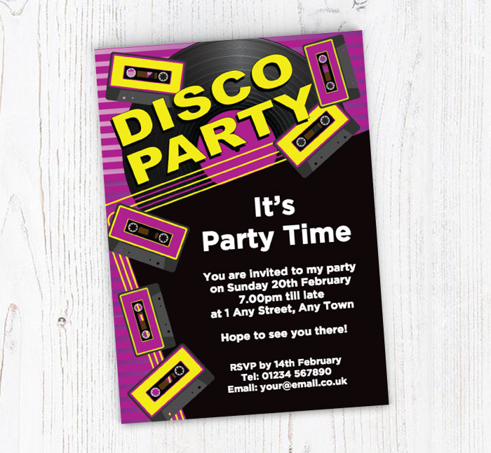 disco cassette tapes invitations