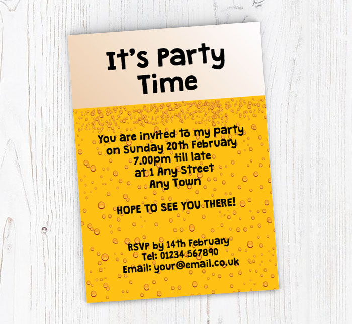 beer bubbles party invitations