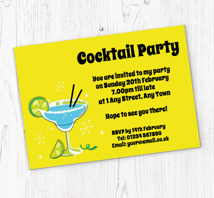 yellow cocktail party invitations