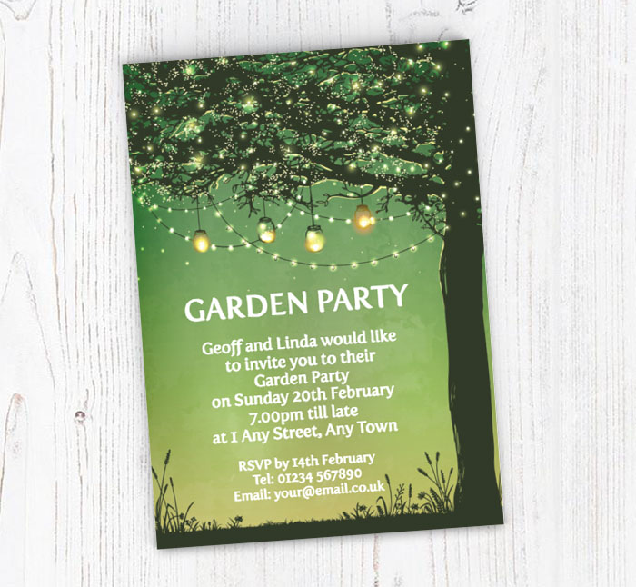 garden party lights invitations