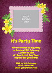purple photo upload party invitations