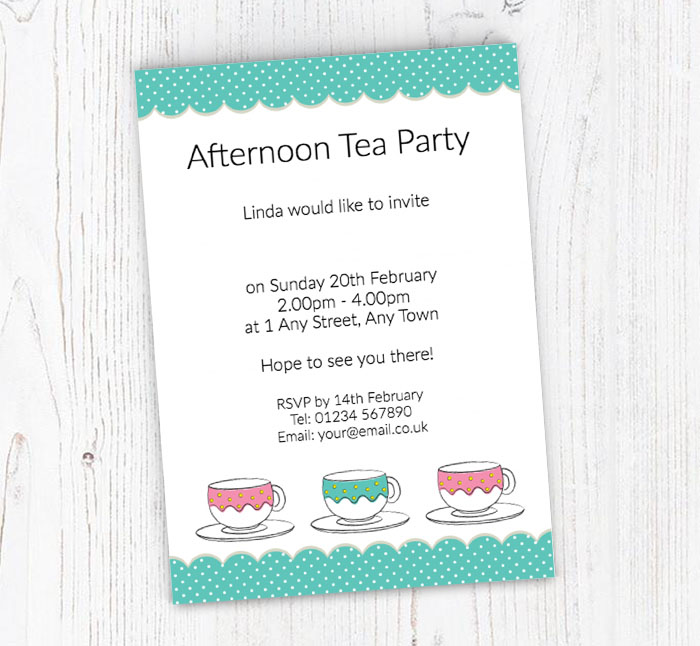 polka dot tea party invitations