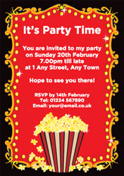 popcorn and lights invitations