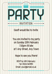 retro stripes party invitations