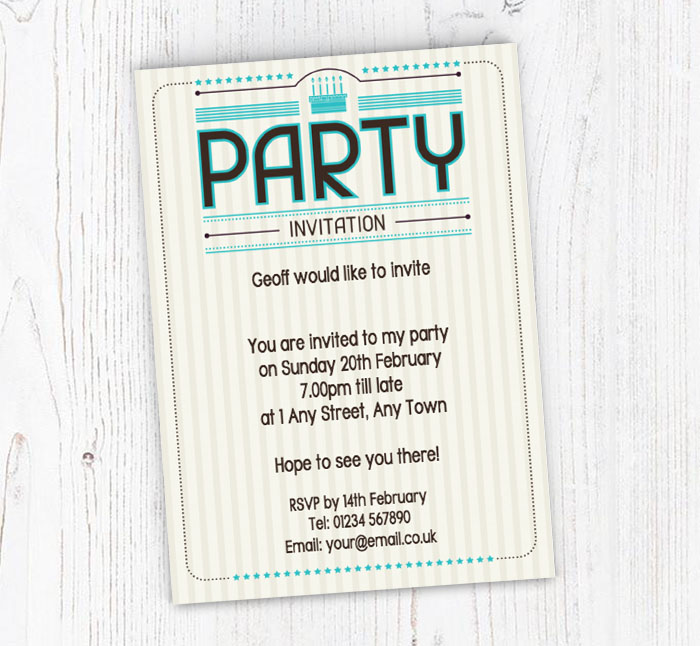 retro stripes party invitations