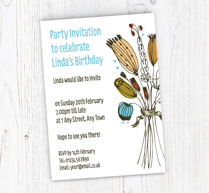 autumnal flowers invitations