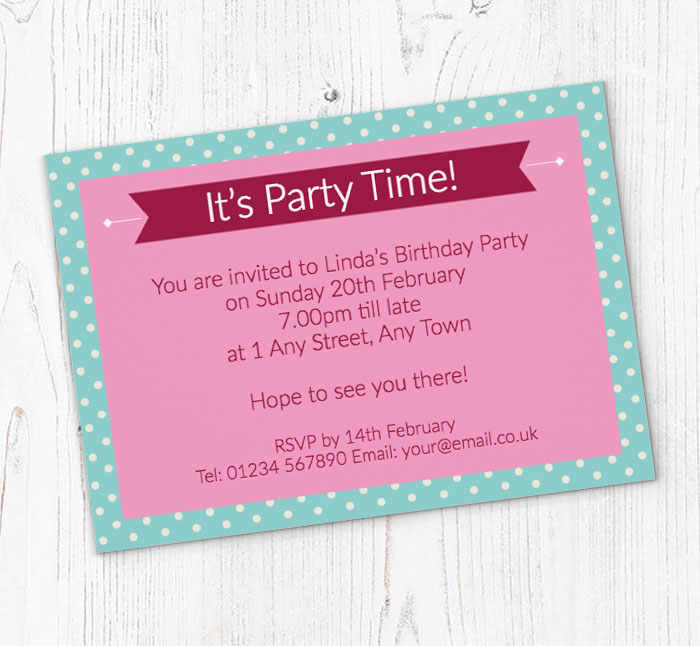 pink polka dot invitations