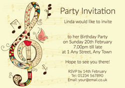 musical treble clef invitations