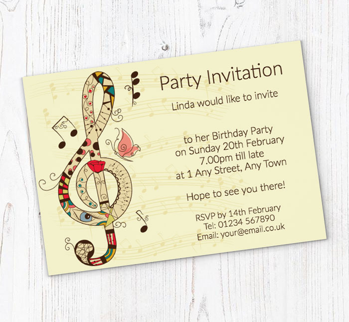 musical treble clef invitations