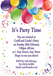 balloons and streamers invitations