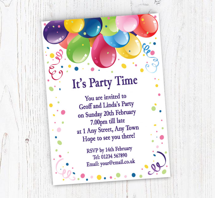 balloons and streamers invitations